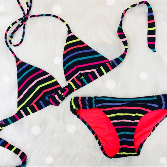 PINK Victoria's Secret Other - Victoria’s Secret Pink Striped Bikini Set